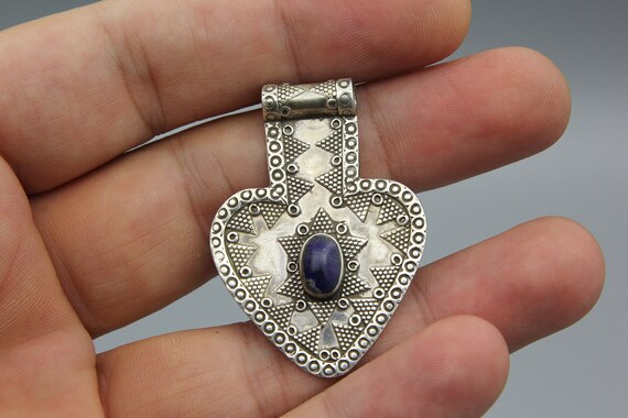 Kazakh Style Silver Pendant Kazakh Jewelry Heart … - image 3