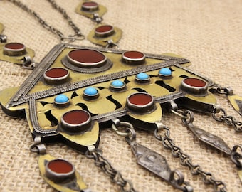 TURKMEN JEWELRY ネックレス　ヴィンテージ Vintage Turkmen Silver Necklace: Red Agate, Tekke Tribe Jewelry - Etsy