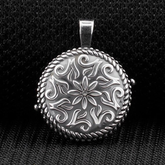 Sterling Silver Taweez Locket Flower Design Ornam… - image 3