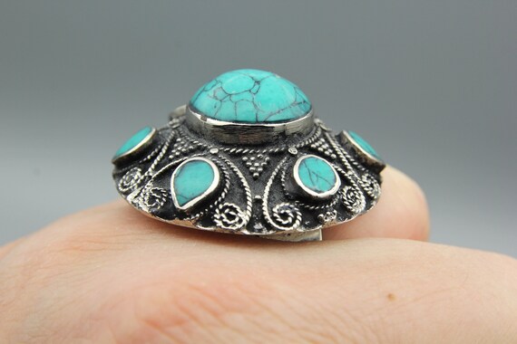 Green Turquoise Ring, Afghan, Kuchi Ring, Ethnic … - image 6