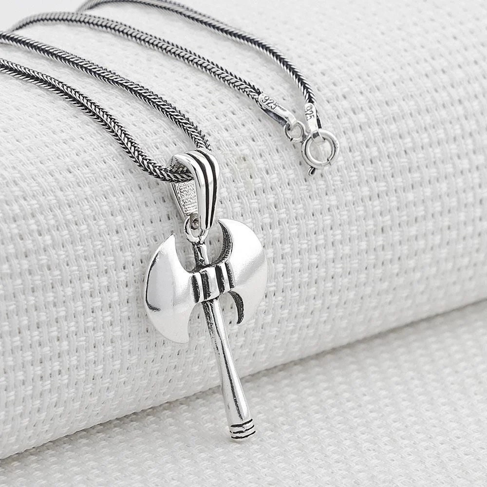 ★SENTIMENTS★ NO.570 [SILVER] NECKLACE Double Sided Silver Ax Pendant Necklace 925K Sterling Silver