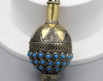 Handcrafted vintage Kazakh Turkmen Turkoman Pendant Ethnic Tribal hand made boho Beads Inlaid Charm pendant
