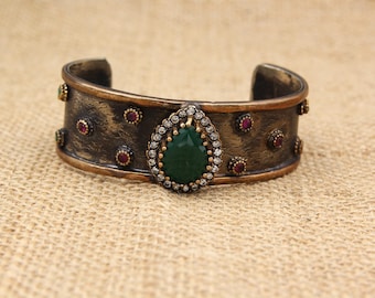 Handmade Women's Cuff Bracelet: Ethnic Tribal Middle Eastern Boho Jewelry
