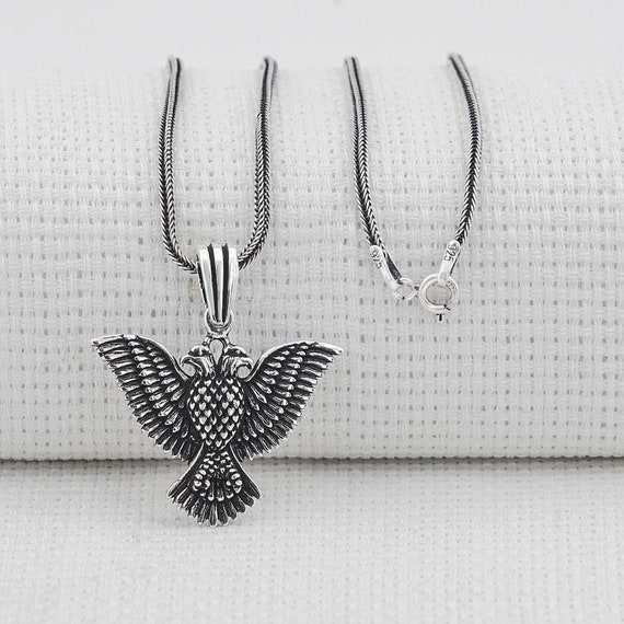 Sterling Silver Double Headed Eagle Pendant Neckl… - image 2
