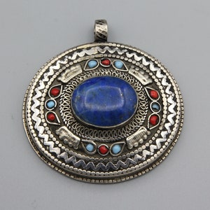 Vintage Oval Lapis lazuli Pendant Afghan Ethnic Tribal Handmade Unique Pendant Necklace gifts for her special birthday gift P572594