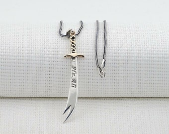 Silber Zulfiqar Schwert Anhänger Halskette 925 Sterling Silber Schwert - Hellseher Ali Geschrieben Schwert zulfikar Schwert Geschenk für Vater Tage