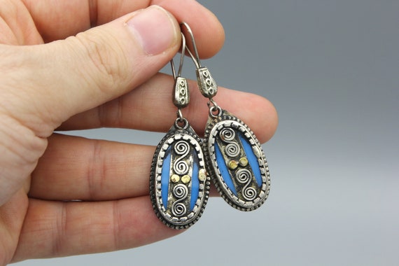 Uzbek Style Oval Earrings, Afghan Earrings, drop … - image 7