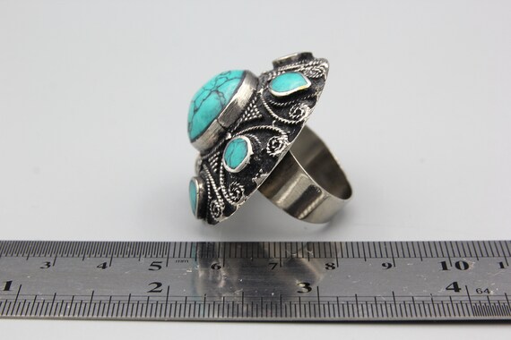 Green Turquoise Ring, Afghan, Kuchi Ring, Ethnic … - image 8