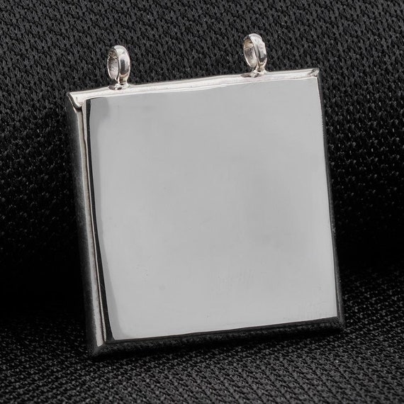 Plain Shiny Silver Square Taweez Holder Locket - … - image 2