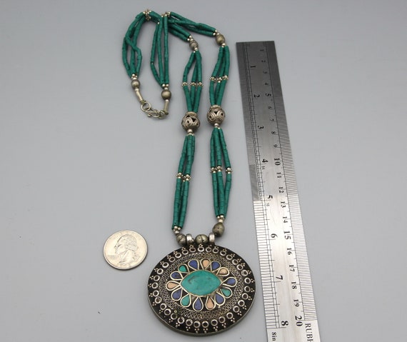 Vintage Afghan Turkmen Silver Beaded Necklace Eth… - image 7