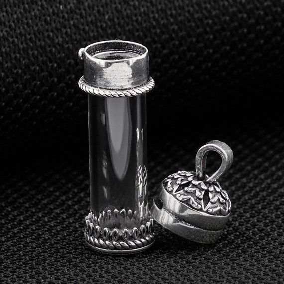 925 Sterling Silver Glass Vial Tube Pendant Neckl… - image 2