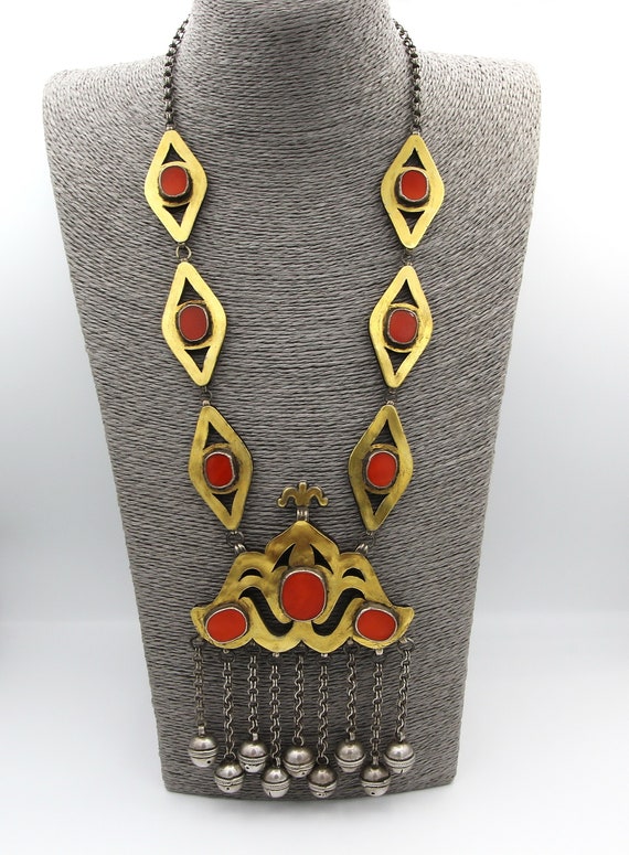 vintage Turkmen Silver Necklace Ethnic Tribal Turk