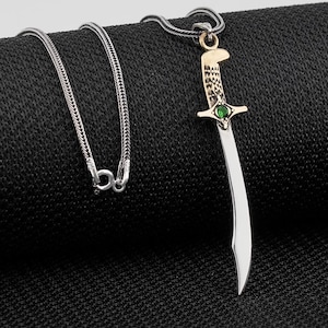 Turkish Sword Pendant Necklace 925 Sterling Silver Turkish Ottoman Empire Style Sword Pendant With Silver Chain Necklace N575200