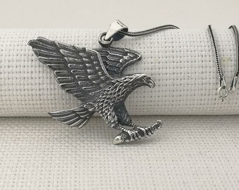 925 Sterling Silver Eagle Pendant Necklace, Big Eagle Design Pendant with Chain necklace, Animal Lover Necklaces N57881