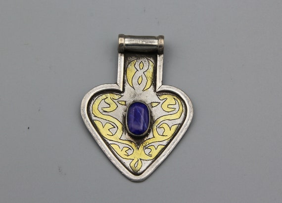 Vintage Turkoman Silver Pendant Turkmen Jewelry P… - image 1