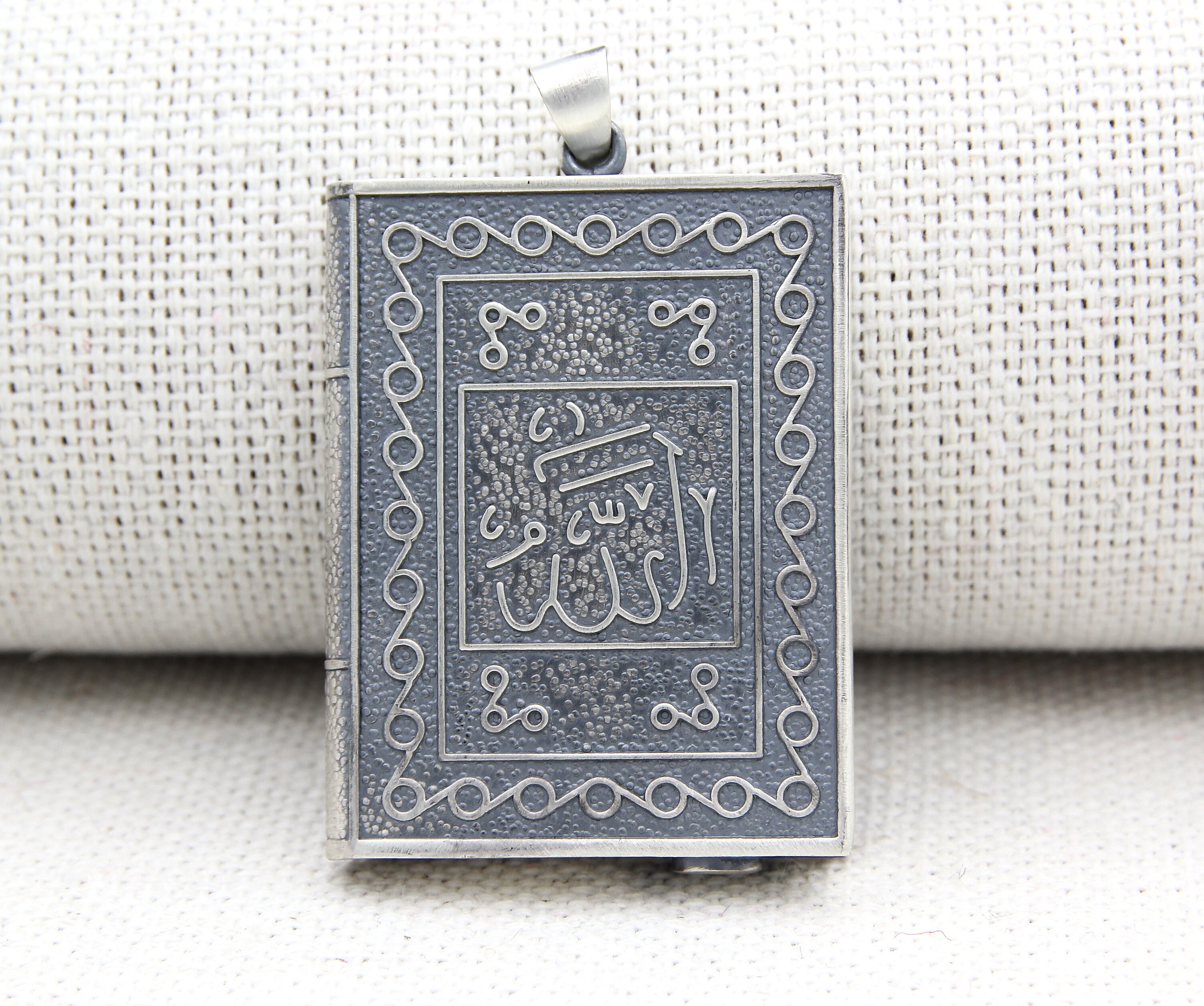 Sterling Silver Taweez Holder Locket Pendant Allah & Muhammad