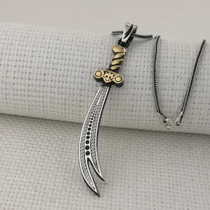 Zulfikar Sword 925 Sterling Silver Pendant Necklace, Men Necklace, Hz. Ali Sword Pendant Necklace, Gifts for him, Fathers Day Gift N57853