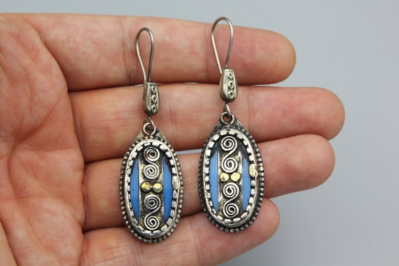 Uzbek Style Oval Earrings, Afghan Earrings, drop … - image 2