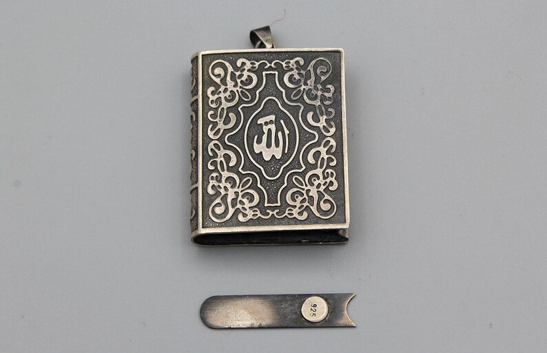 Large Taweez Locket 925 Sterling Silver Necklace Pendant in Book Form