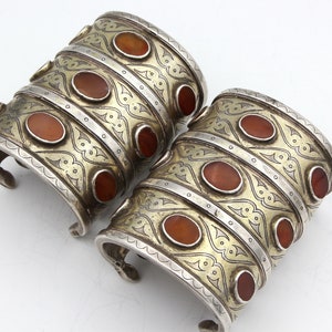 2 Rare Real Old Turkmen Tekke Silver Bracelets, Turkoman Jewelry, Bilezik Vintage Cuff Bracelet, Ethnic Tribal Central Asia Turkmenistan