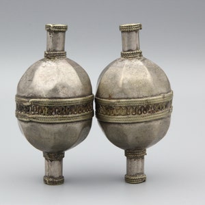 Vintage 2 pcs Turkoman Large Beads Ethnic Tribal beads jewelry making beads jewelry supplies Beads Old Drum Beads Size 76x38mm