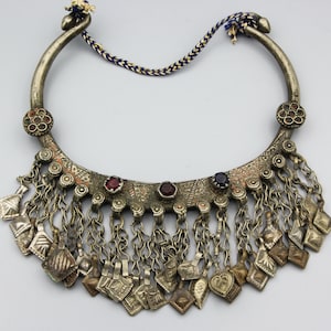Vintage Old Afghan Large Choker Necklace With Dangle Ethnic Tribal Kuchi Pendant Belly Dance Pendant Afghanistan Pendant Jewelry 503641