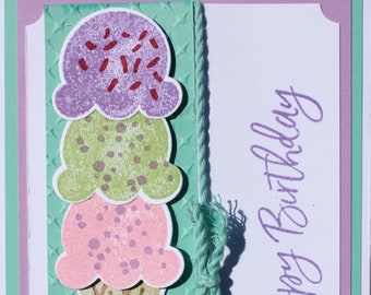 Ice Cream Cone Happy Birthday Card