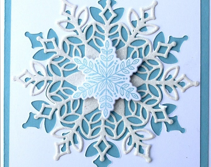Featured listing image: Blue Snowflake Christmas Card