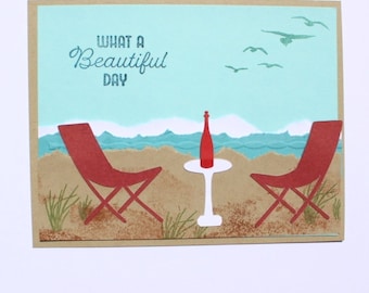 Sharing Wine at the Beach Greeting Card
