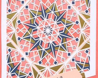 Birthday Kaleidoscope Greeting Card- Coral