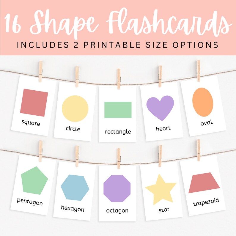Flashcards for Kids Shape Flashcards Toddler Flashcards Montessori
