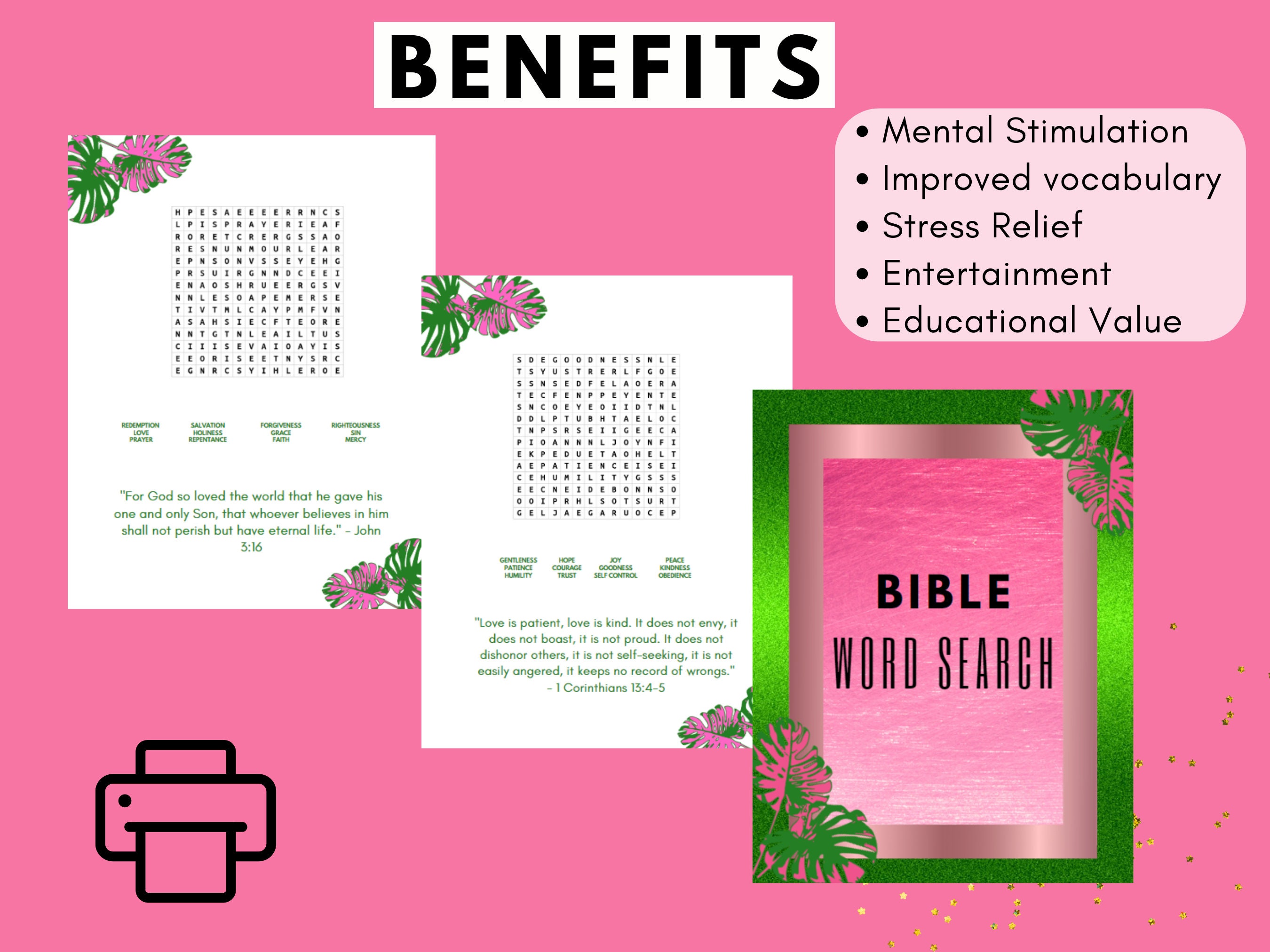 Bible Wordsearch Puzzle Printable Adults Kids Word Search Digital ...