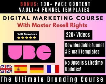 Digitales Marketing natürlich MRR Der Ultimative Branding-Course UGC w/ Master Resell RightPassive Income In Englisch/Französisch/Spanisch/Deutsch
