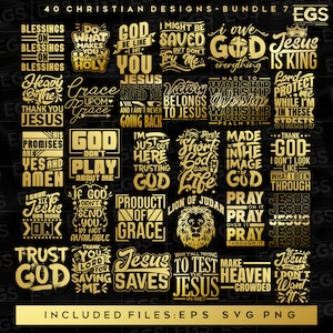40 Christian Premium Streetwear Design Bundle Svg, Jésus Svg, Dieu Svg, Écriture Svg, Christian Bible Art Svg, Croire Svg, Foi Svg