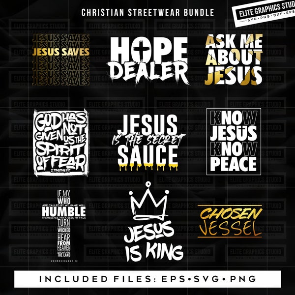 Premium Christian Streetwear Bundle Svg, Jesus Svg, God Svg, Scripture Svg, Christian Svg, Believe Svg, Cutting Svg, Digital Download Svg