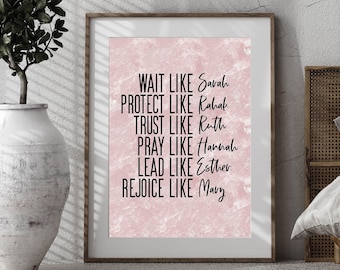 Women In The Bible Wall Art, Wait Like Sarah, Protect Like Rahab, Pray Like Hannah, Scripture Wall Decor, Women's Motivational Wall Art