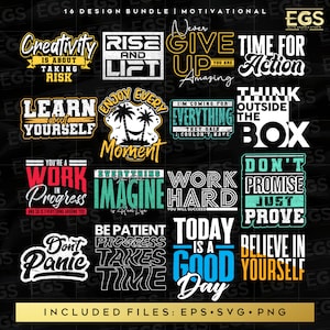 16 Premium Motivational Designs Bundle Svg, Quotes Svg, Inspiration Svg, Shirt quotes Svg, Cricut Svg, Digital Bundle Svg, Streetwear Svg