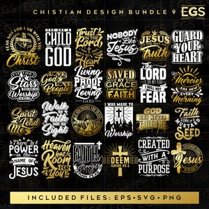 24 Paquete de diseño cristiano premium svg, Jesús svg, Dios svg, Escritura svg, arte bíblico cristiano svg, corte svg, descarga digital svg, fe