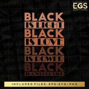 Black Is Light Svg, Black Is Love Svg, Black Is Power Svg, Fist Svg, African American Svg, Africa Svg, Png, Eps, Cricut file, png, Melanin