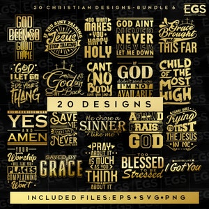 20 Paquete de diseño de ropa de calle Premium cristiano Svg, Jesús Svg, Dios Svg, Escritura Svg, Arte Bíblico Cristiano Svg, Creer Svg, Fe Svg