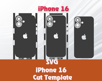 Apple iPhone 16 スキン テンプレート - Cricut シルエット ベクター カット ファイル - テンプレート ラップ - SVG ファイル