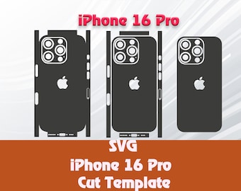 Apple iPhone 16 Pro スキン テンプレート - Cricut シルエット ベクター カット ファイル - テンプレート ラップ - SVG ファイル