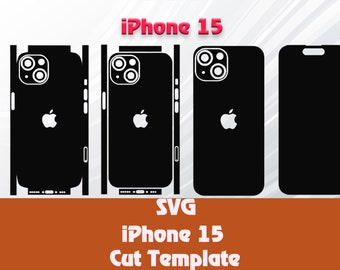 Apple iPhone 15 スキン テンプレート - Cricut シルエット ベクター カット ファイル - テンプレート ラップ - SVG ファイル