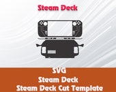 Steam Deck Console full wrap skin cutting template, Steam Deck Skin Template SVG Cut File