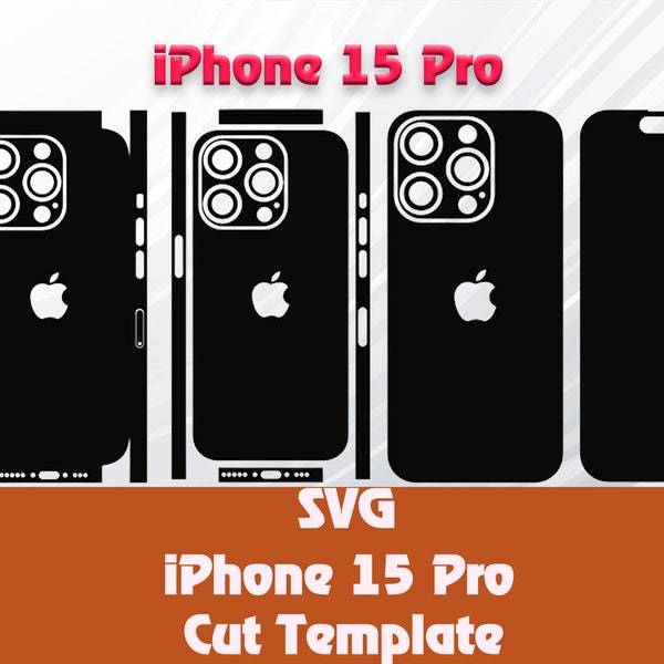 Apple iPhone 15 Pro Skin Template - Cricut Silhouette Vector Cut File - Template Wrap - SVG File