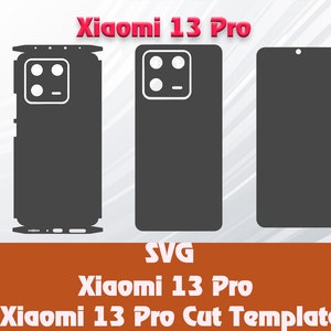 May include: Three dark gray Xiaomi 13 Pro phone templates. The templates include a full body, back, and front view. The image includes the text "Xiaomi 13 Pro" and "Xiaomi 13 Pro Cut Template".