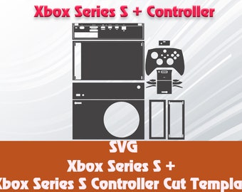 Xbox シリーズ S + コントローラー スキンのカッティング テンプレート、スキンのフルラップ SVG シルエット、Cricut ベクター カット ファイル