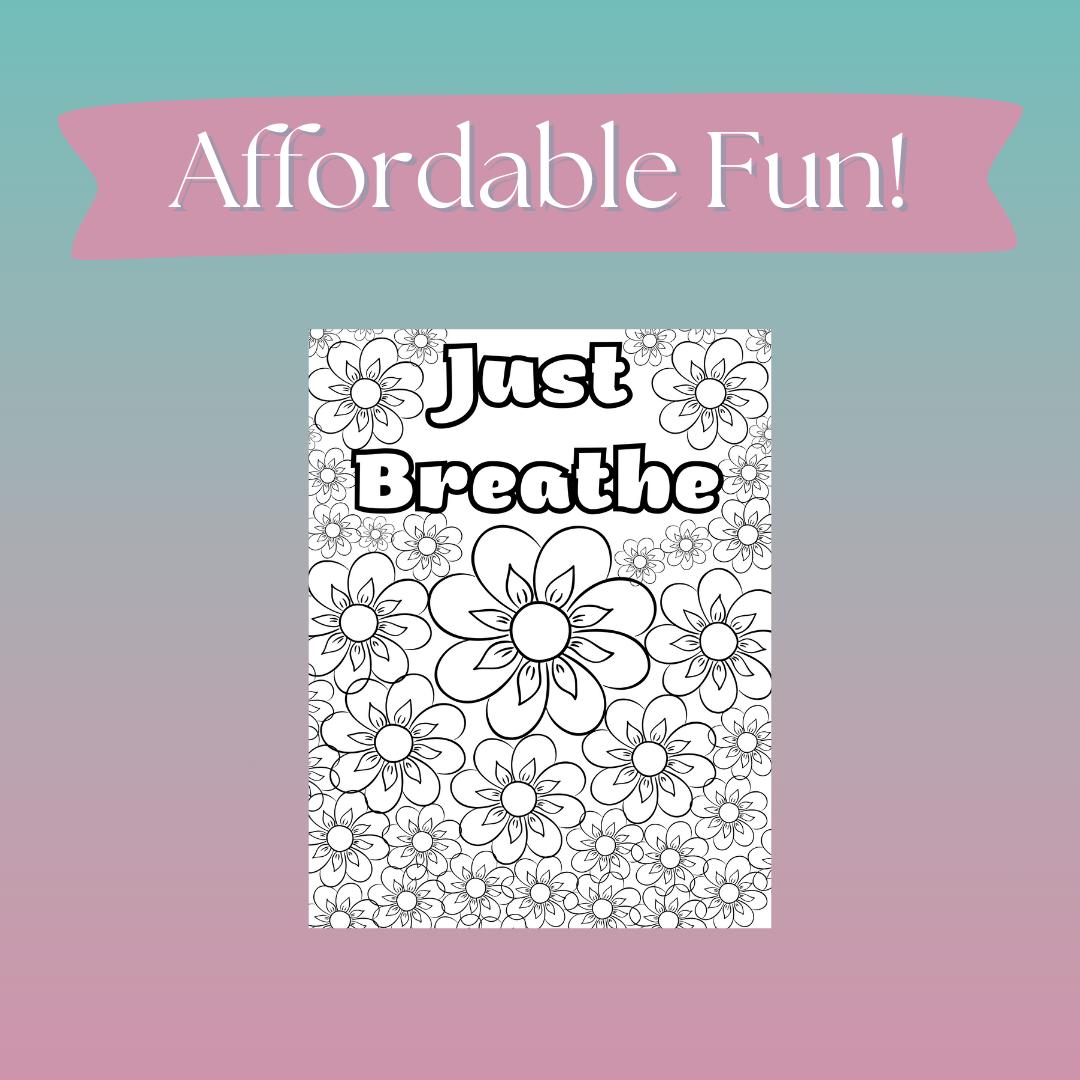 Just Breathe Coloring Page | Adult Coloring Page | Tee Coloring Page ...