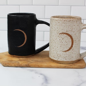 Big Fly Me to the Moon Mug - handmade speckled ceramic moon mug