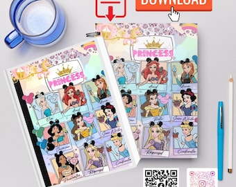 Portada de cuaderno de princesa: Carpeta escolar kawaii imprimible (Descarga PDF)